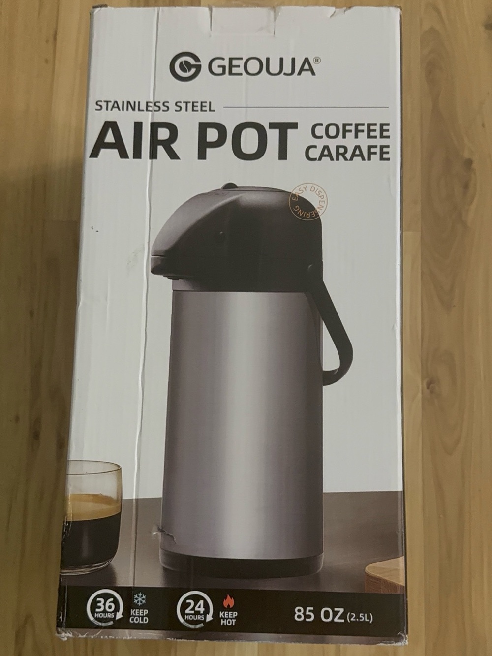 Stainless Steel Gray Air Pot Coffee Carafe - 85 oz